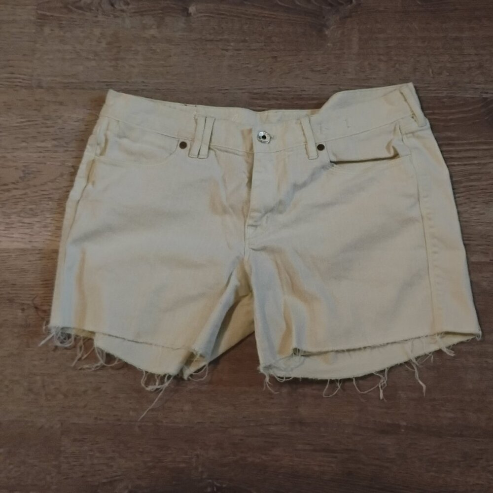 Madewell Pale Yellow Raw Hem Denim Cutoff Shorts Size 31